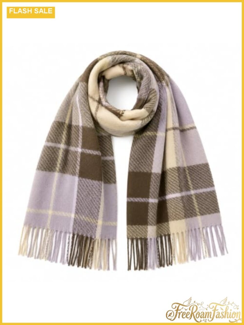 Oversized Plaid Fringe Scarf Warm Soft Check Neck Shawl Fall Winter